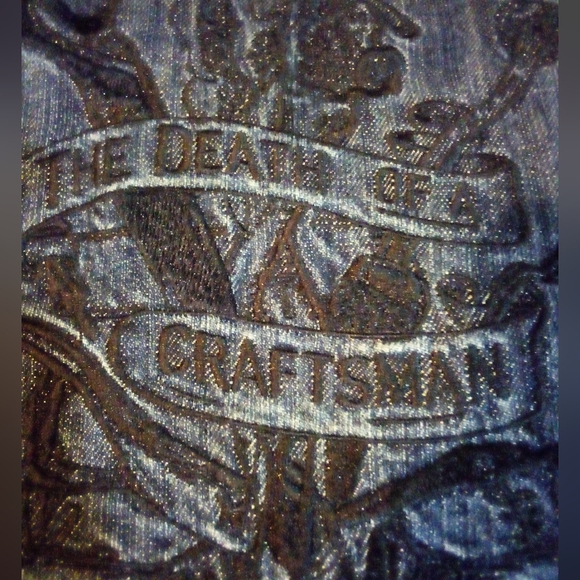 Artful Dodger (DEATH OF A CRAFTSMAN) Raw Blue Embroidered Denim Jacket Men's 2XL - Picture 8 of 16